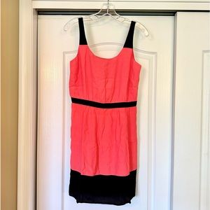 LOFT Coral and Black Colorblock Dress Size 4